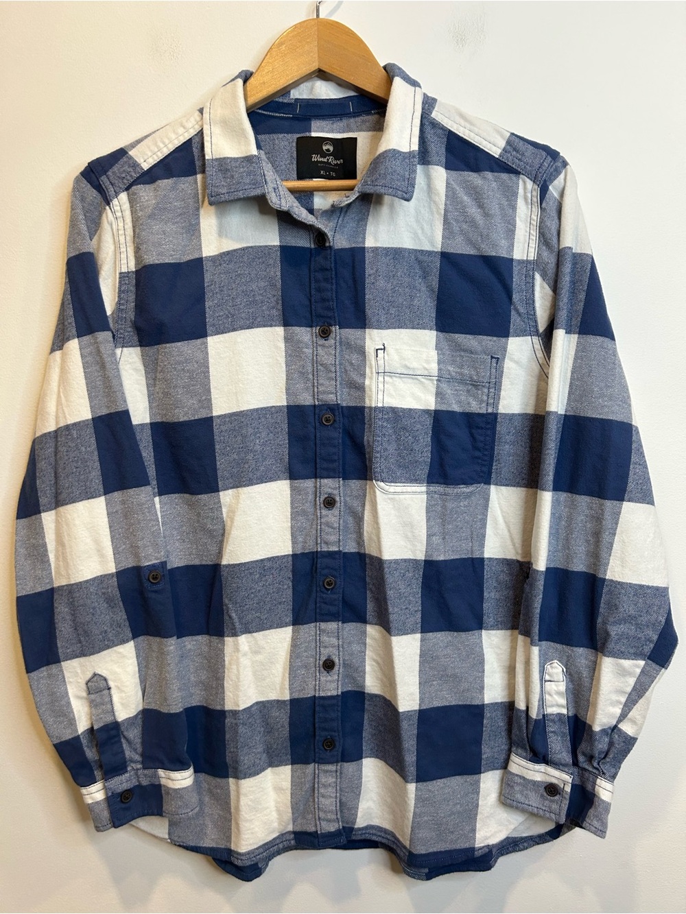 WindRiver Women’s Blue and White Buffalo Check Flannel Shirt